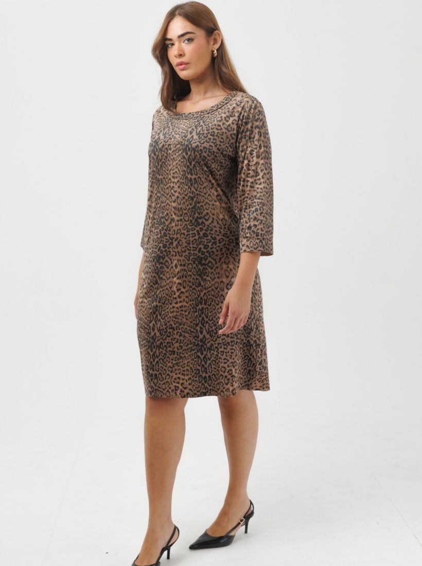 JUMP & ONOT,279.9000,שמלה דמוי זמש מנומרת,in-stock