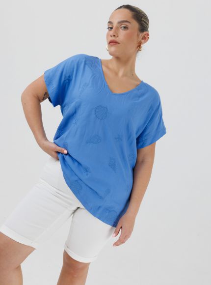 JUMP & ONOT,159.9000,חולצה שילוב בדים רקמת קונכיות,{quantity_and_stock_status}