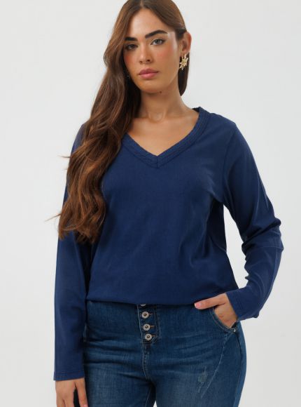 JUMP & ONOT,129.9000,חולצת BASIC עם מפתח V,{quantity_and_stock_status}